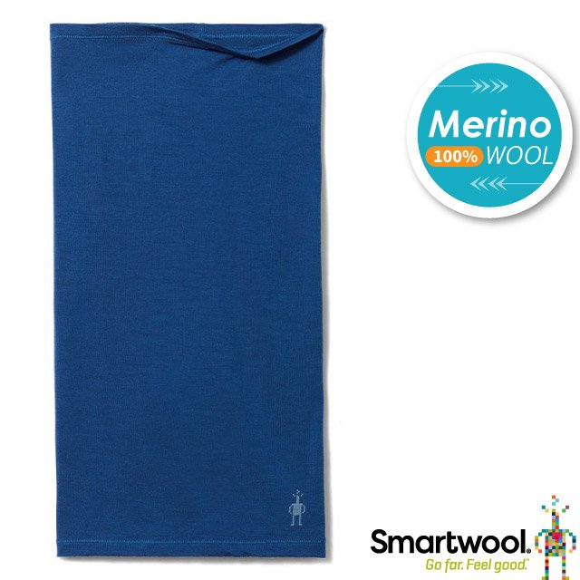 【美國 SmartWool】Thermal 美麗諾羊毛植物染素色頸套(merino wool).圍巾.圍脖.口罩.面罩/SW017049-F84 靛藍