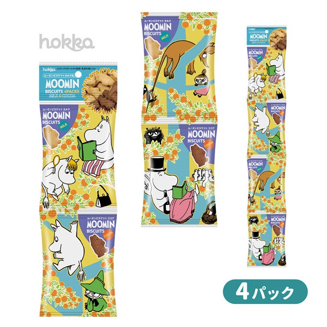 +東瀛go+HOKKA北陸 嚕嚕米系列 可可&amp;牛奶 造型四連餅 4連餅 72g 日本必買 日本進口
