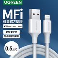 綠聯 蘋果MFI認證 Lightning to USB 充電線 白色(0.5公尺)