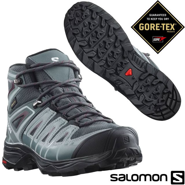 【索羅門 SALOMON】女 X Ultra Pioneer Mid GTX 防水透氣耐磨中筒登山鞋.Gore-Tex+Mud Contagrip大底/471705 黑/綠/紅