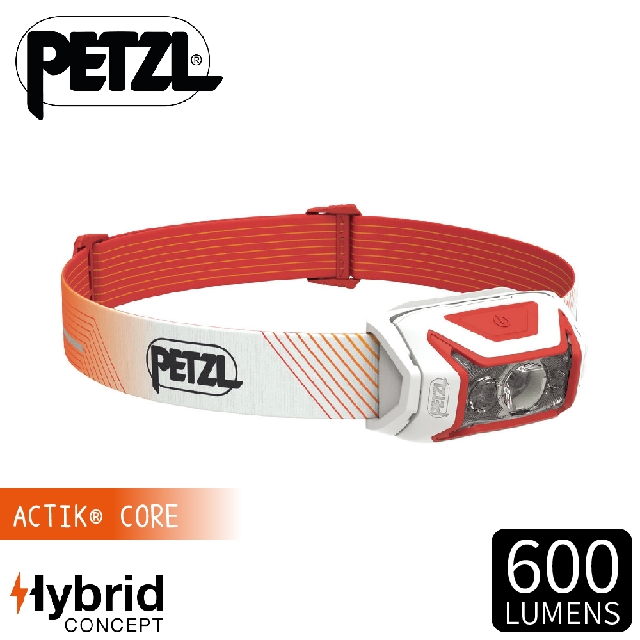 【PETZL 法國 ACTIK CORE 超輕量高亮度頭燈(600流明)《紅》】E065AA/IPX4防水/登山露營/手電筒
