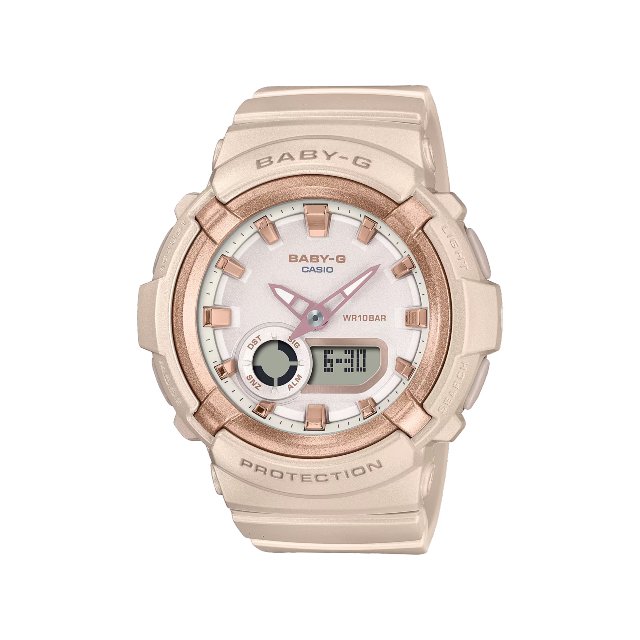 CASIO卡西歐Baby-G BGA-280BA-4A 休閒金屬雙顯電子腕錶 玫瑰金 43.4mm