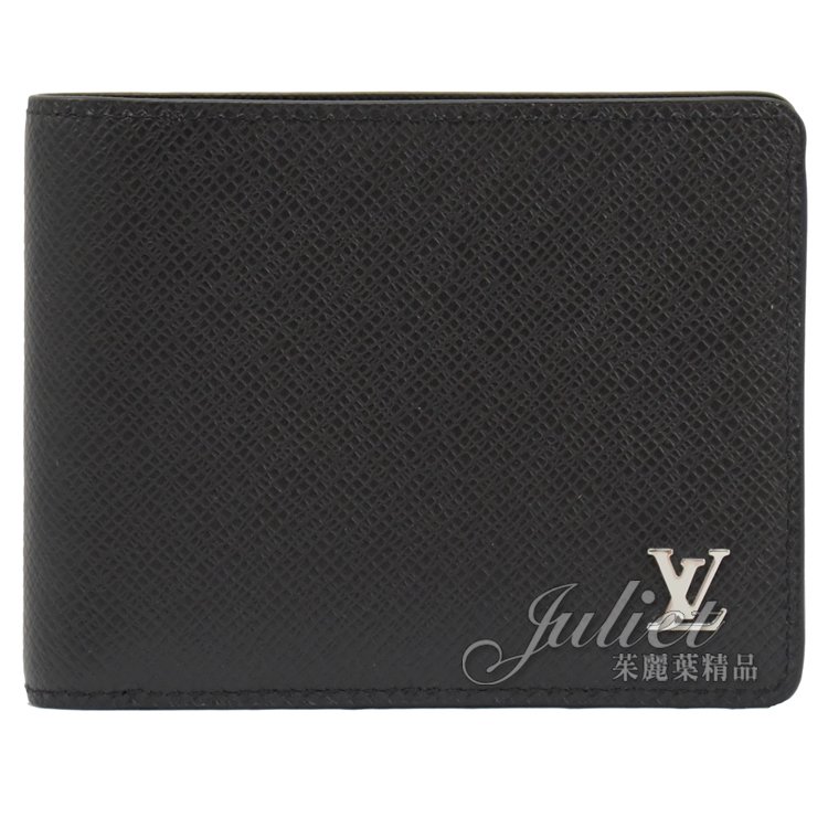 Juliet茱麗葉精品 Louis Vuitton LV M30295 MULTIPLE Taiga牛皮對開5卡短夾.黑現金價$20,500