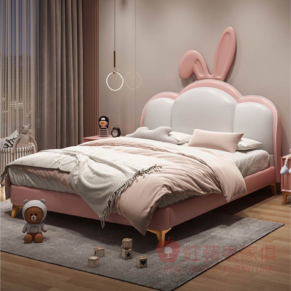[紅蘋果傢俱] 兒童系列 KYM-E9182 床架 兒童床 兒童雙人床 造型床 兔子床 兒童造型床 軟包床