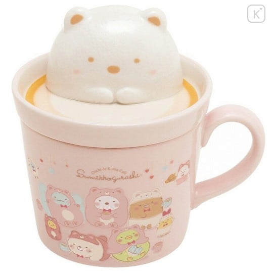 日本san-x角落生物白熊立體奶泡造型有蓋陶瓷馬克杯/收納罐-當擺飾也很好看唷-日本正版商品