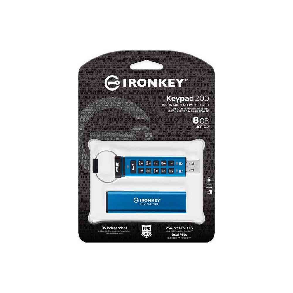 新款 Kingston 金士頓 IronKey Keypad 200 硬體型加密USB 8G 密碼隨身碟 軍用級安全性 (KT-IKKP200-8G)