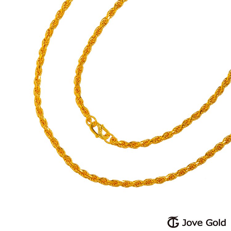 Jove Gold 漾金飾 存在黃金實心麻花男項鍊(約10.20錢)(約2尺/60cm)