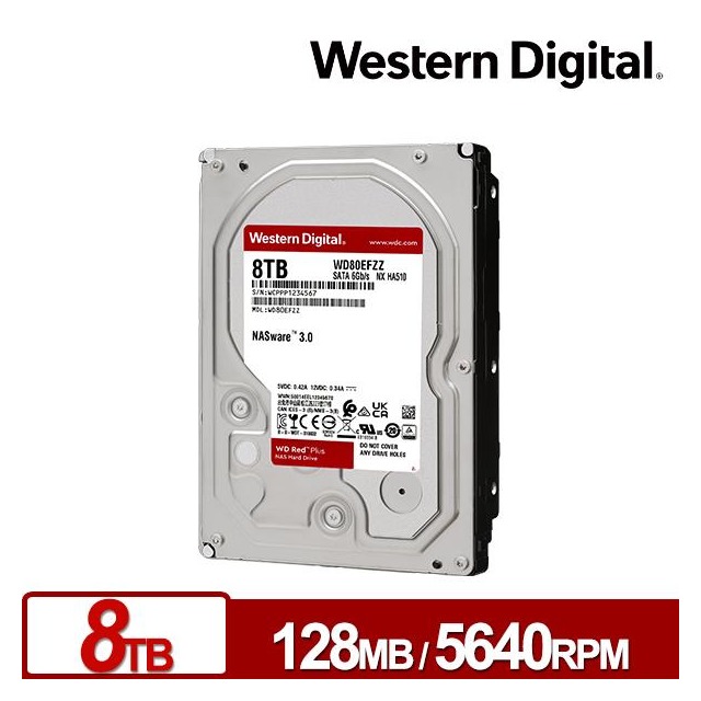 WD 80EFZZ 紅標Plus 8TB 3.5吋NAS硬碟