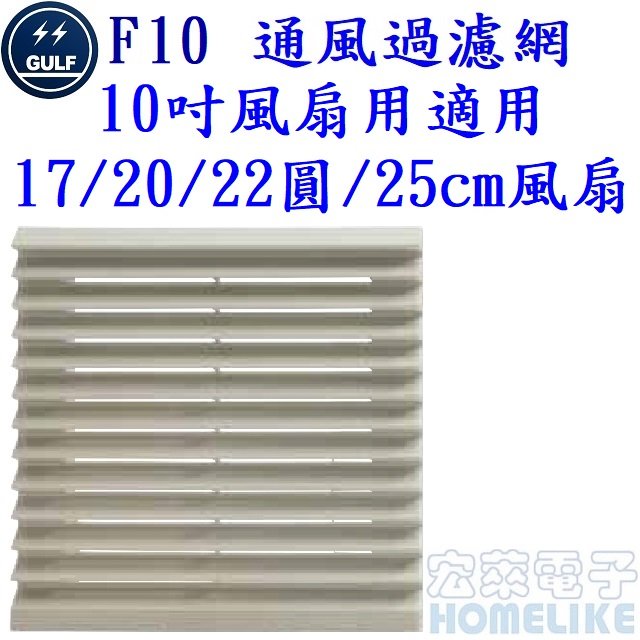 GULF F10 10吋風扇用通風過濾網適用17/20/22圓/25cm風扇IP54