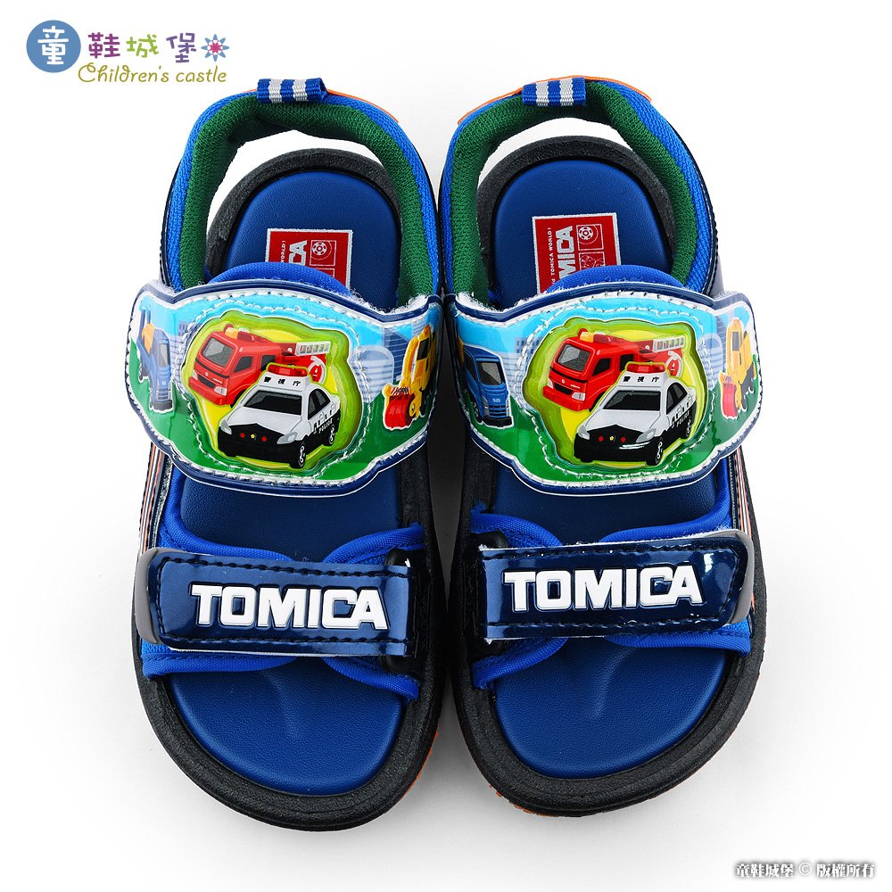 童鞋城堡-中大童造型涼鞋 LED電燈鞋 Tomica多美汽車 TM3628-藍