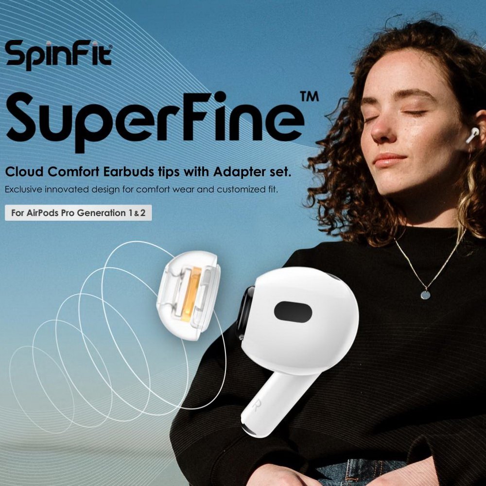 志達電子 SpinFit SuperFine 矽膠耳塞 AirPods Pro 1&amp;2 專用 會動的耳塞 專利技術 一盒1對 | 公司貨