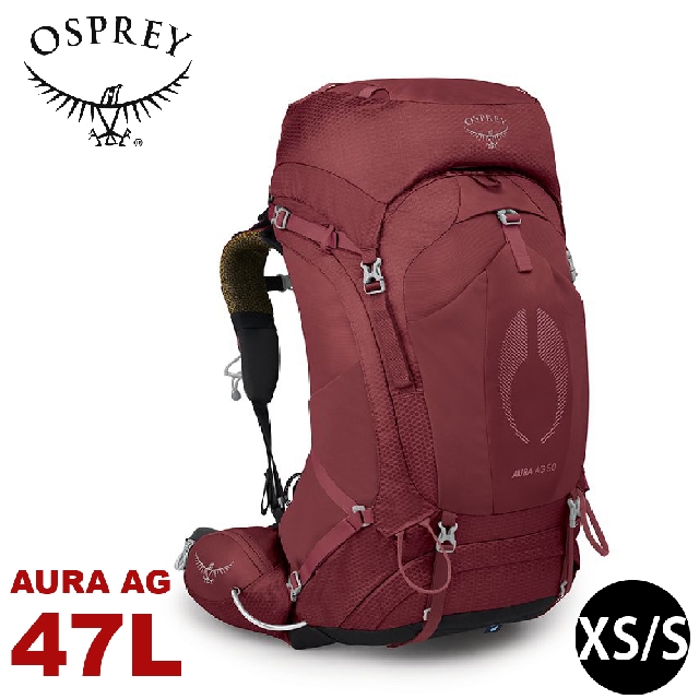 【OSPREY 美國 Aura AG 50 XS/S 登山背包《莓果冰沙紅》47L】自助旅行/雙肩背包/行李背包