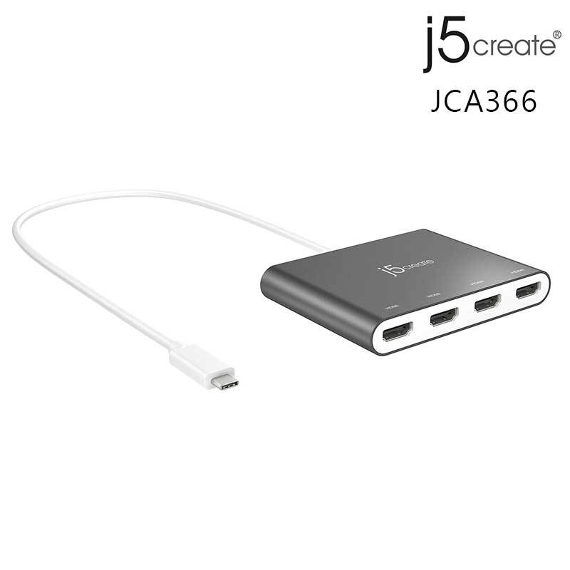 J5create 凱捷 JCA366 USB-C to 4-Port HDMI 多螢幕 外接 顯示卡 /紐頓e世界