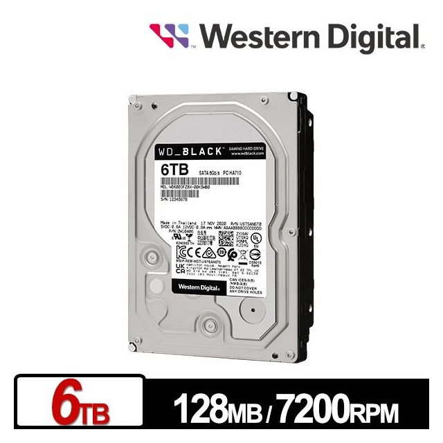 WD 6004FZWX 黑標 6TB 3.5吋電競硬碟