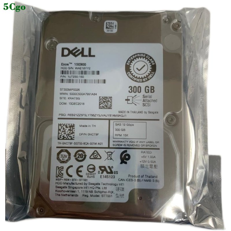 5Cgo【代購七天交貨】Dell/戴爾 0NCT9F ST300MP0026 300G SAS 12GB 2.5寸伺服器硬碟