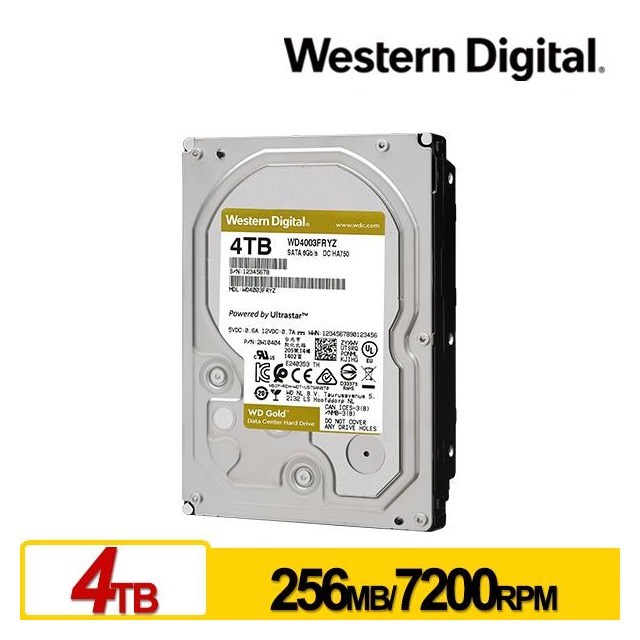 WD 4003FRYZ 金標 4TB 3.5吋企業級硬碟