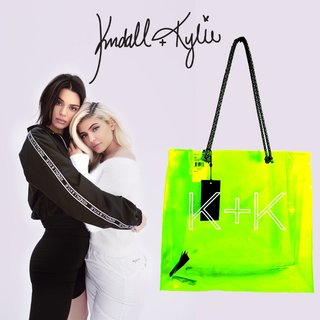 Kendall+Kylie 美國人氣超模品牌 卡達家族 防水透明托特包 肩背包 運動瑜伽健身包 游泳包 海灘包 沙灘包