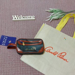 全新 古董包 Arnold Palmer 雨傘牌 LOGO 復古綠黑格紋 VINTAGE 手拿包 包包 復古格紋包