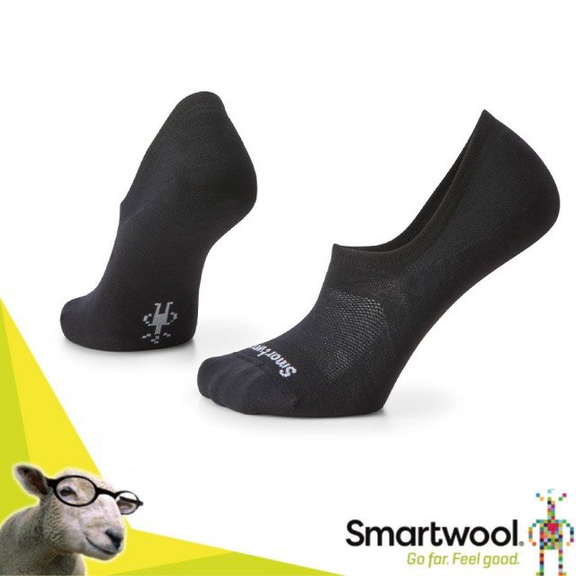 【美國 SmartWool】美麗諾羊毛 日著隱形襪(Merino Wool)/運動襪.彈性排汗跑步襪/SW001994-001 黑色