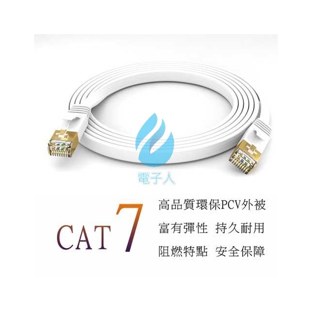 扁型 Cat.7 SSTP 高速網路線 10Gbps 15米