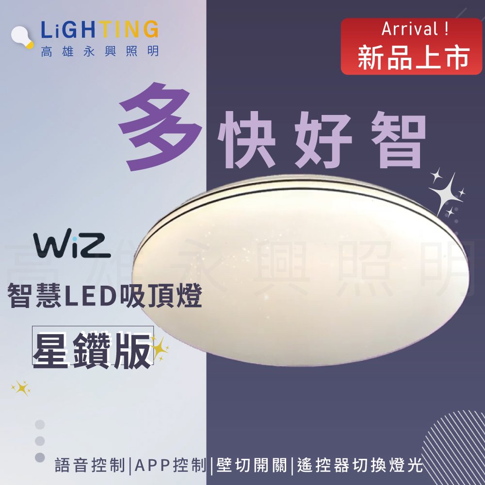 新品上市~預購 飛利浦 PHILIPS WiZ星鑽版 80W LED吸頂燈 4月出貨【高雄永興照明】