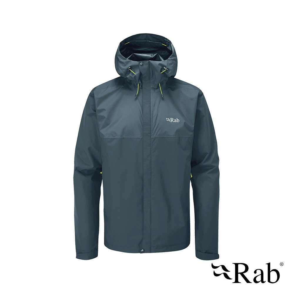 Rab英國|Downpour Eco Jacket 男款輕量防風防水連帽外套/防水外套/登山防水外套QWG-82-ORB獵戶藍M