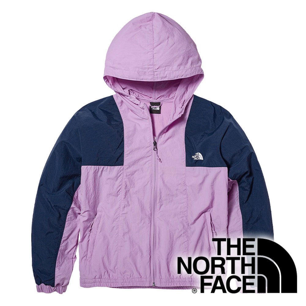 【THE NORTH FACE 美國】女短版防風連帽外套 『淡紫/海軍藍』NF0A5JXI 戶外 登山 露營 外套 防風