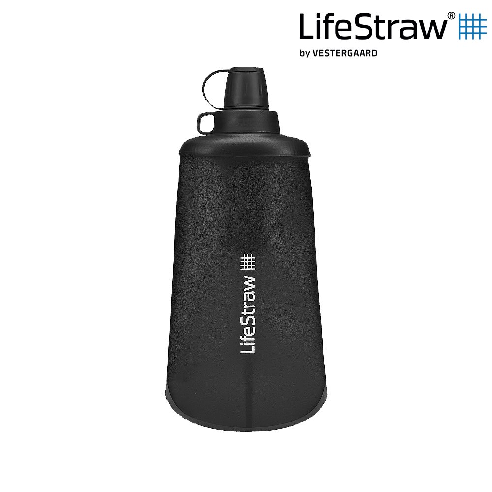 LifeStraw Peak 頂峰軟式水瓶 650ml｜深灰 (過濾水瓶 可折疊擠壓 越野跑 登山健行 野外求生)