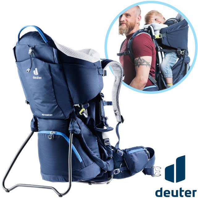 【Deuter】KID COMFORT 輕量網架式減震透氣嬰兒背架背包.健行登山兒童揹架/Aircomfort背負系統/3620221 深藍