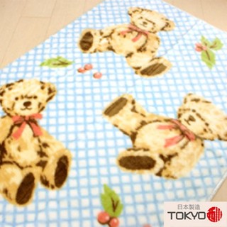 TOKYO東京西川 三隻小熊中童發熱毯(100X140)藍