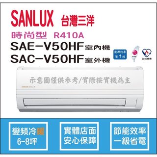 三洋冷氣 SANLUX 時尚型 R410A 直流變頻冷暖 SAE-V50HF SAC-V50HF