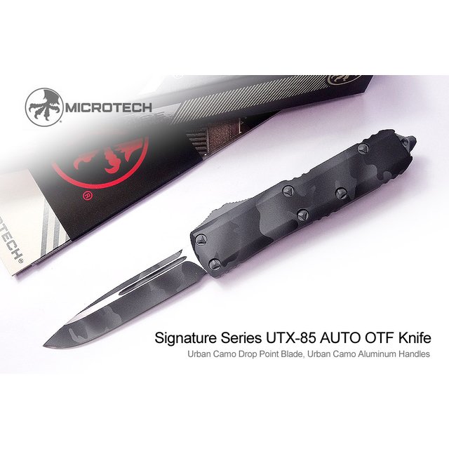 Microtech UTX-85 S/E CAMO城市迷彩鋁柄彈簧刀 (Urban Camo Drop Point平刃-MT 231-1UCS