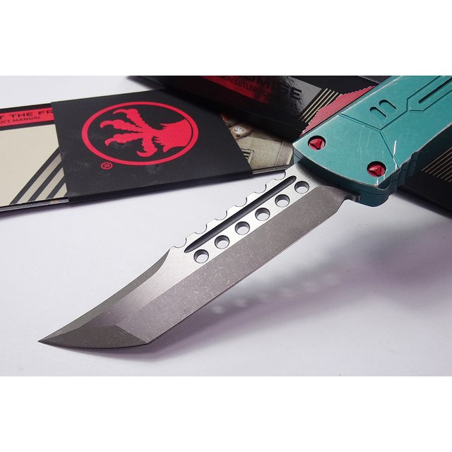 Microtech Combat Troodon 賞金獵人戰損綠鋁柄地獄犬末日石洗刃彈簧刀 -MT 219-10BH