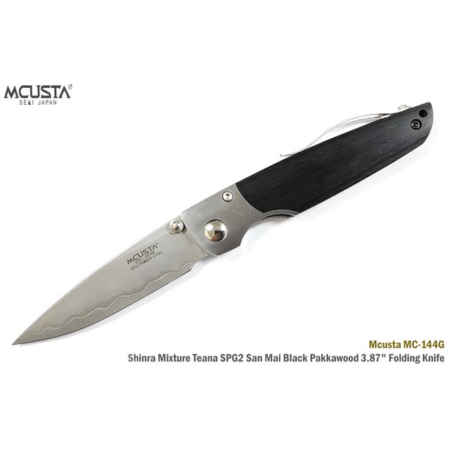 MCUSTA Shinra系列 黑色Pakka木柄折刀 - SPG2 SAN MAI 鋼-MCUSTA MC-144G