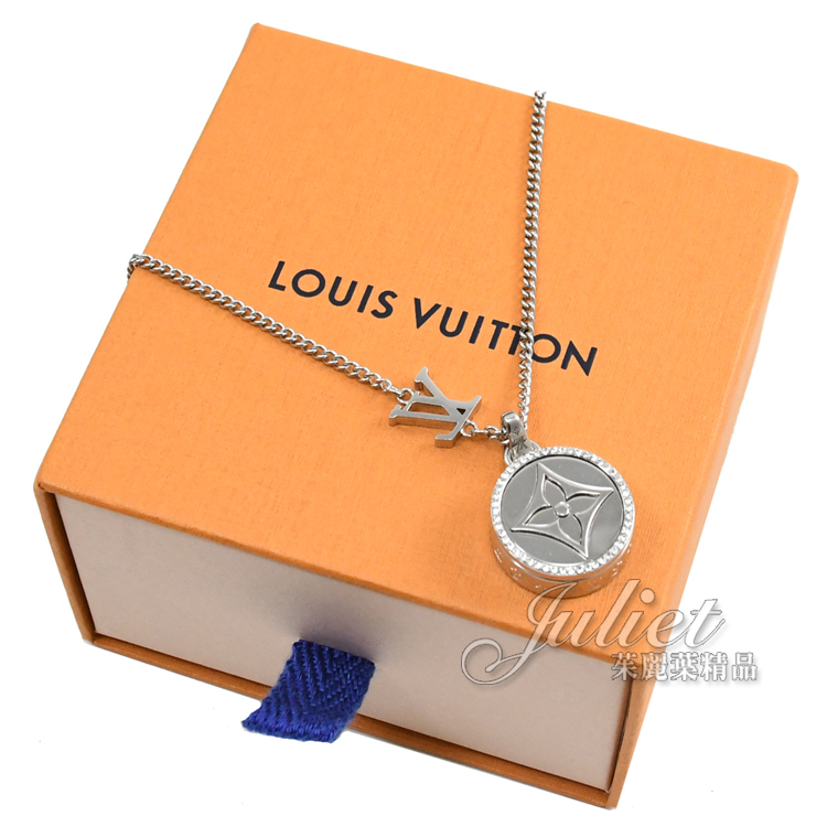 Louis Vuitton LOUIS VUITTON Pendant Twisted Flower Necklace Monogram M00916  Silver