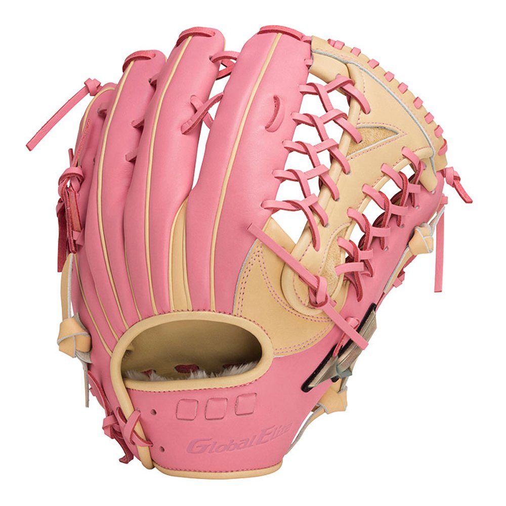 「野球魂」--「MIZUNO」【Global Elite】等級輕量版壘球手套（外野手，1AJGS28407，8064奶油×粉紅色）附手套袋，for女性or手較小的球友