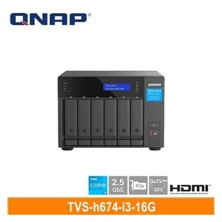 【綠蔭-免運】QNAP TVS-h674-i3-16G 網路儲存伺服器