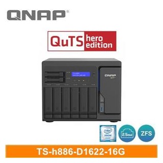 【綠蔭-免運】QNAP TS-h886-D1622-16G(5年保)網路儲存伺服器