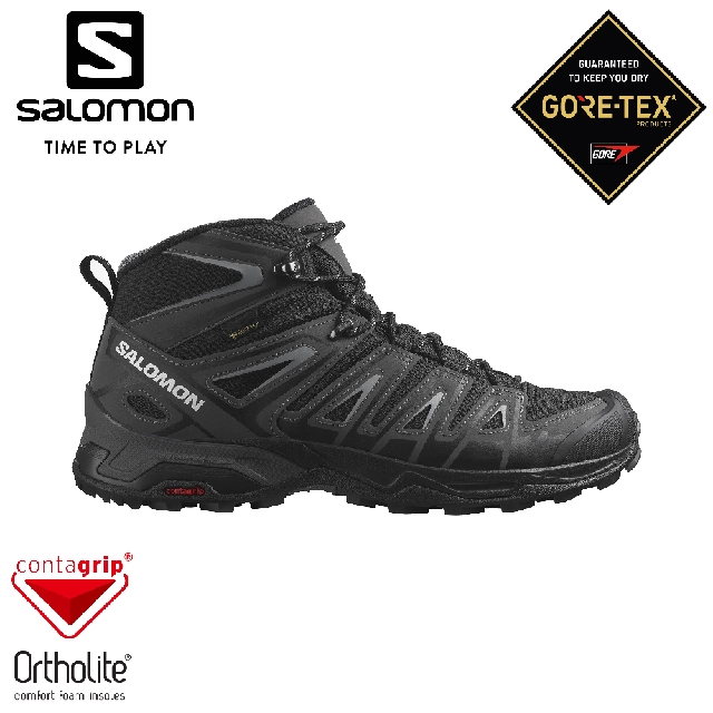 【SALOMON 索羅門 男 X Ultra Pioneer GTX中筒登山鞋《黑/磁灰/灰》】471703/健行鞋