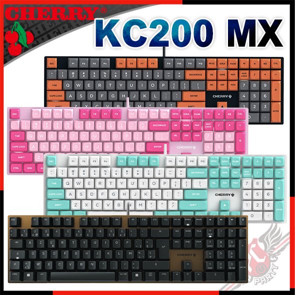 [ PCPARTY ] CHERRY 德國原廠 KC200 MX 機械式鍵盤 ERGO軸廠潤 玉軸 粉色 灰橘 黑銅色