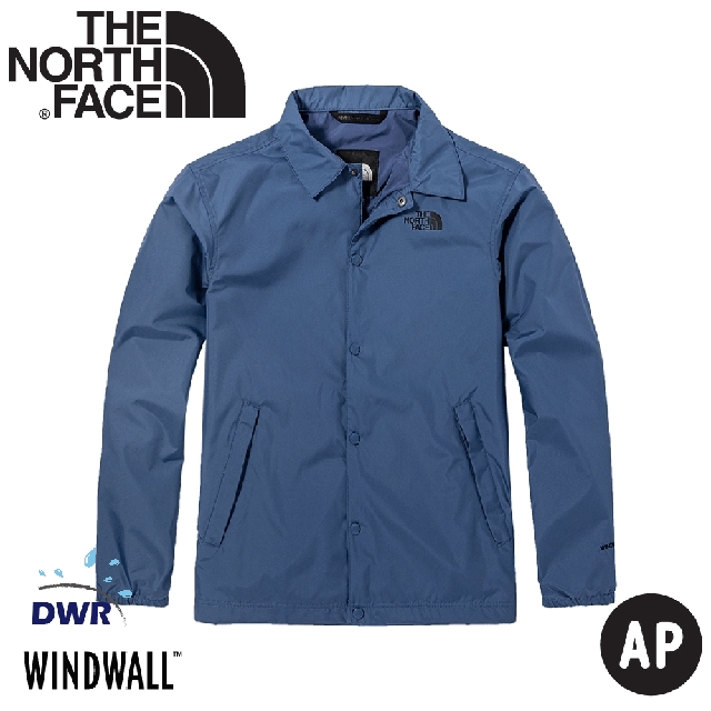 【The North Face 男 防風防水外套《靛藍》】4U8W/抗風透氣襯衫/防潑水襯衫領防風教練外套/夾克
