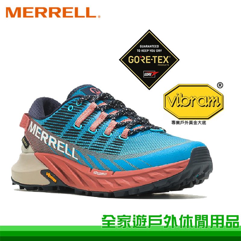 【全家遊戶外】MERRELL 美國 女 AGILITY PEAK 4 GORE-TEX 越野跑鞋 藍色 黃金大底 戶外健走鞋 ML067540