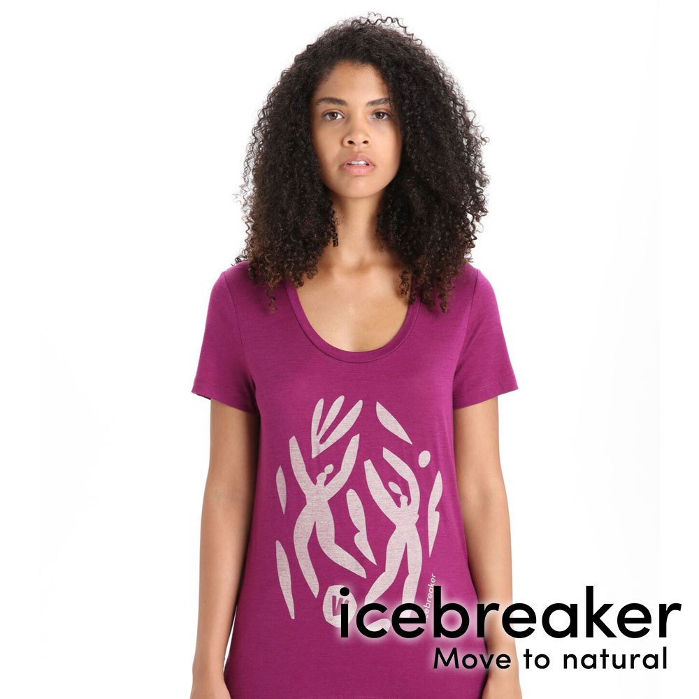 【icebreaker】Tech Lite II 女羊毛U領短袖上衣(戶外派對) 『桃紫』戶外 運動 柔軟 舒適 羊毛 吸濕 排汗 抑味 控溫 0A56NS