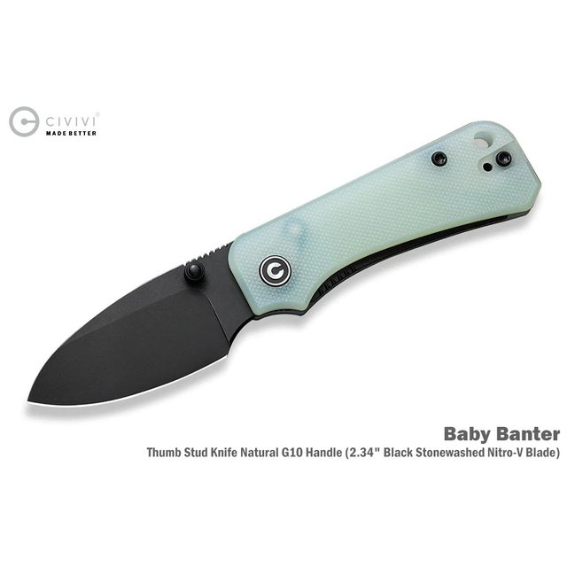 We Knife/Civivi Baby Banter 透明G10柄黑刃折刀 - Nitro-V鋼(黑色石洗)-WEKNIFE C19068S-8