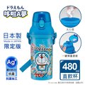 【百科良品】日本製 哆啦A夢 經典道具大集合 彈蓋直飲水壺 隨身瓶 抗菌加工 480ML(附背帶)-藍
