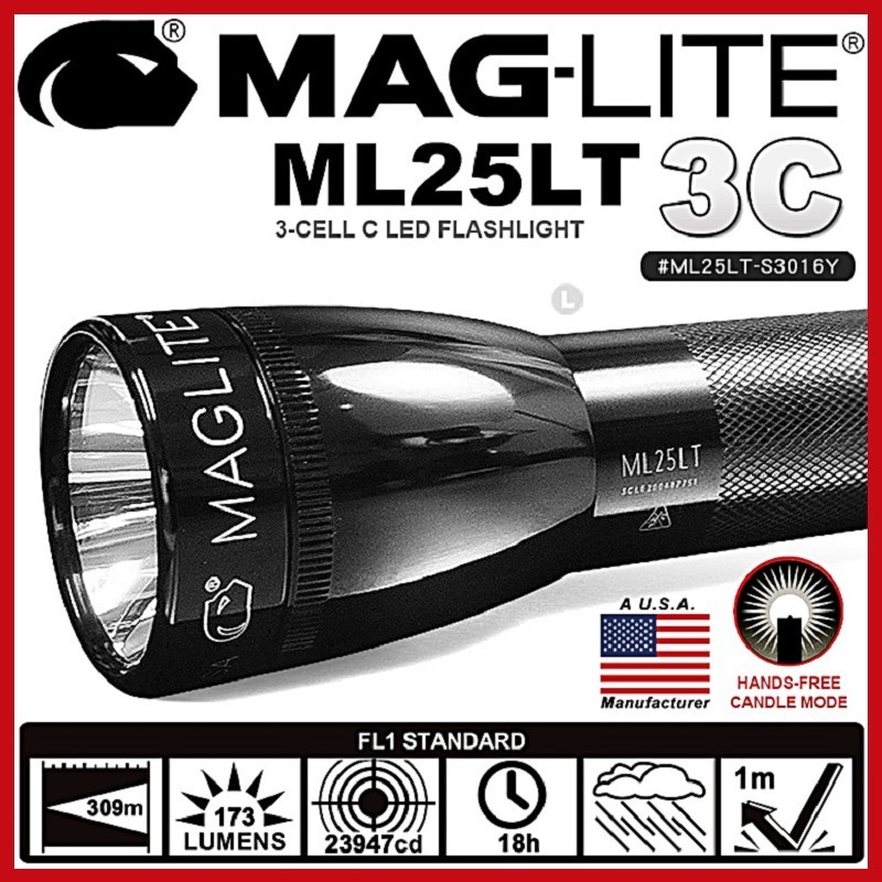 MAG-LITE ML25LT 3C LED 手電筒黑色 #ML25LT-S3016Y【AH11071-B】i-style居家生活