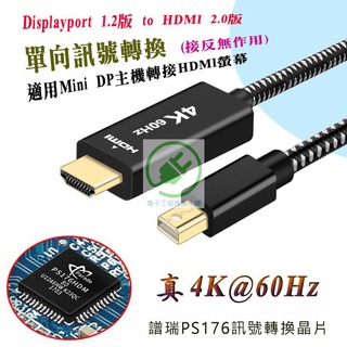 高階影像螢幕線 1.2版 mini DP to HDMI 2.0 影音同步4K@60Hz