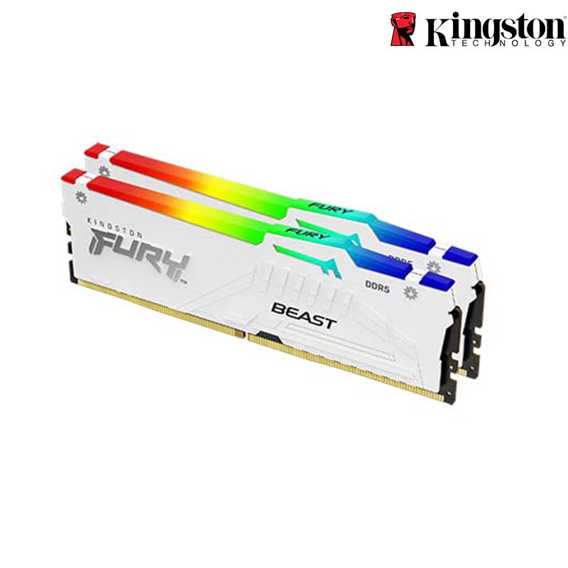 Kingston 金士頓 16GB*2 32G DDR5-5600 FURY Beast 獸獵者 RGB 白色散熱片 KF556C36BWEAK2-32