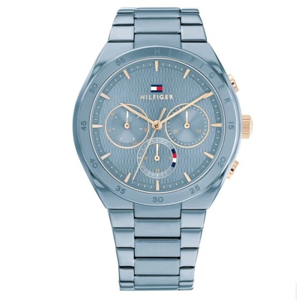 Tommy Hilfiger 女仕三眼時髦鋼帶腕錶 1782576 冰河藍