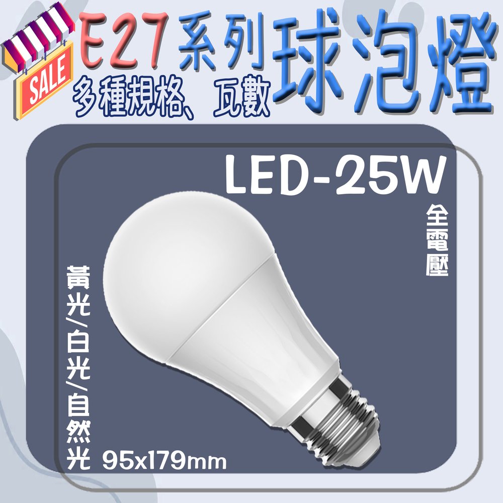 台灣現貨實體店面【基礎照明旗艦店】(WPE27-25)LED-25W球泡 E27規格 全電壓 不燙手 取代螺旋燈泡 不易衰光